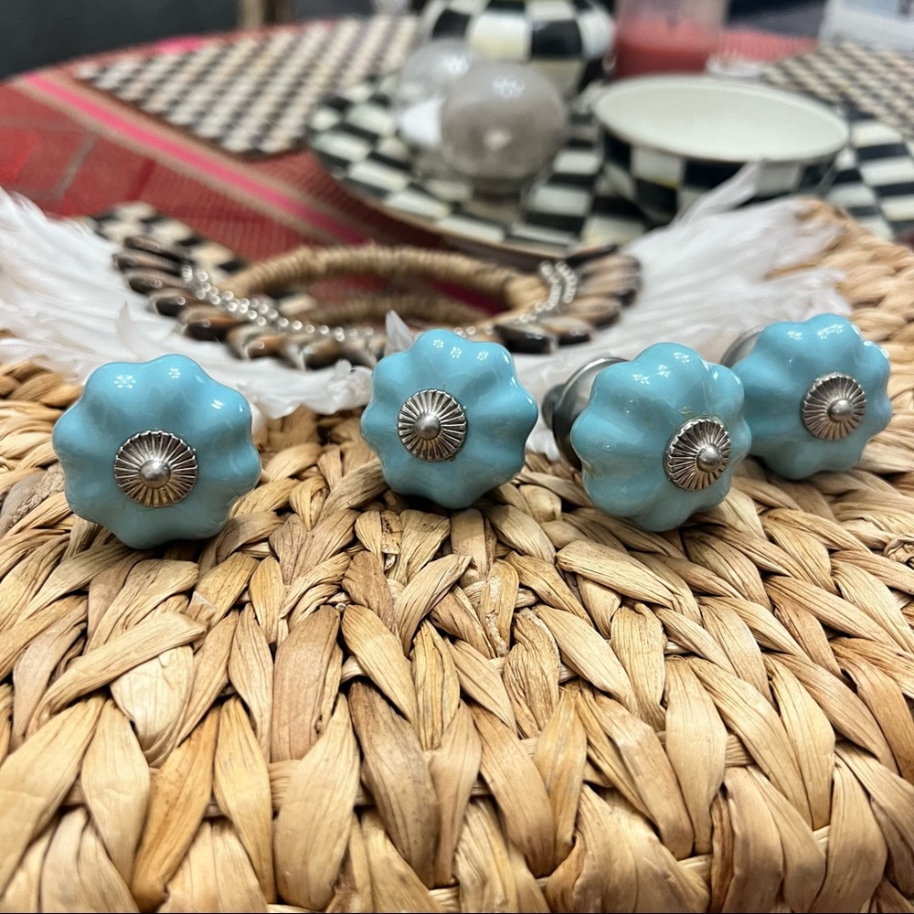 4 Anthropologie Knobs Robin’s Egg Blue